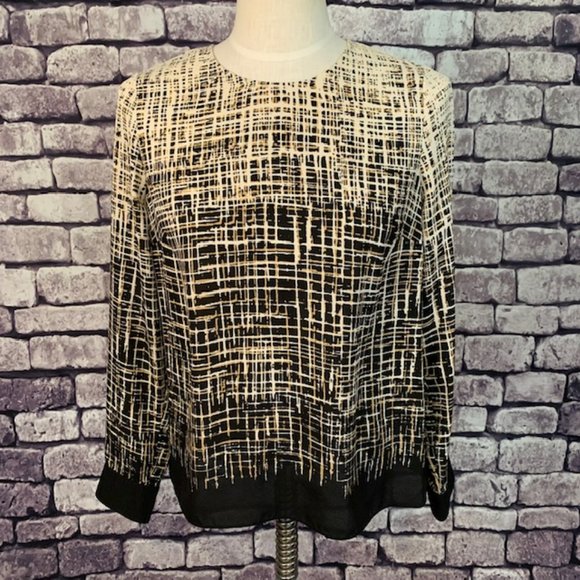 Vince Camuto Black & Ivory Blouse Size PS - Picture 1 of 10